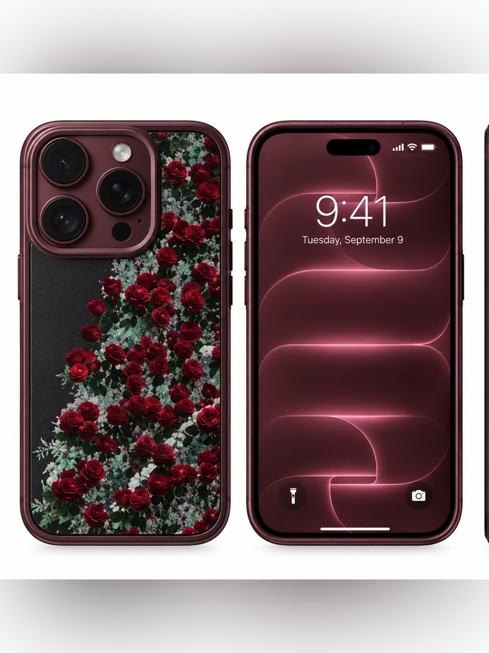 iPhone 18 Pro Max Burgundy Floral Magnetic Protective Case